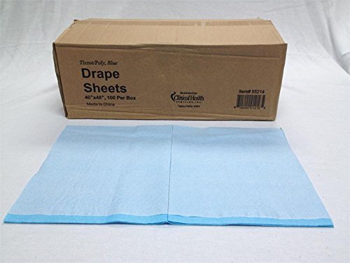 Clinical Health Services, Inc. Disposable Tissue/Poly Flat Drape Sheets, 40" x 48", Blue