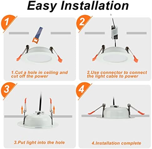 Yafido 10pcs Dimmable LED Recessed Ceiling Light IP44 5W Downlights 500LM 230V 3000K Warm Light Ultra-Thin Round Aluminum Alloy Recessed Lights for Kitchen Ceiling