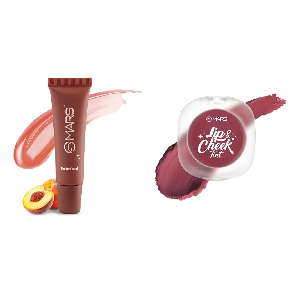 MARS Lippy Top Hydrating Lip Gel 10ml 03-TENDER PEACH MARS Lip Cheek Tint for Bold Pop Color 2.8 gm 06-Dark Fuschia - Be The Change-picture-12