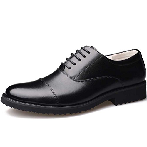 Senyee Men's Cap-Toe Dress Shoes, Modern Classic Mens Leather Oxfords Lace-up Formal Casual Shoes Black 9.5