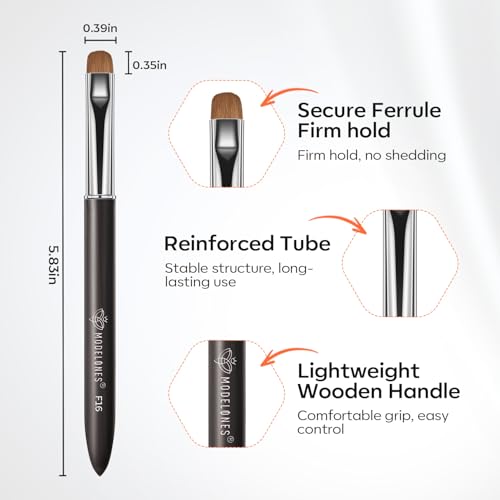 Image of Modelones French Tip Nail Brush Size 16, Kolinsky French Tip Tool Clean Up Nail Art Brushes for Detail Cuticle Sidewall Builder Poly Gel Polish Brush Nail Design Salon DIY