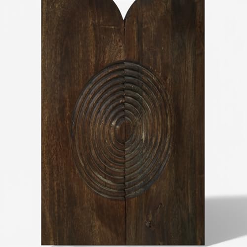 Image of Solid Wood Mandala Sideboard Cabinet with Sintered Stone Top for Living Room | Scratch Resistant Lacquered Tubaq Finish | 119.8 x 39.8 x 85 cm