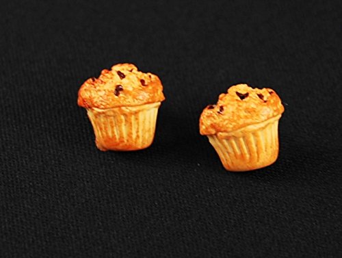 Muffin Earrings Ear Studs Earstuds Miniblings Tart Blueberry CuPCake Beige4