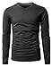 H2H Mens V-Neck Long Sleeve Slim Fit Basic T-Shirts Charcoal US XS/Asia S (KMTTL0374)