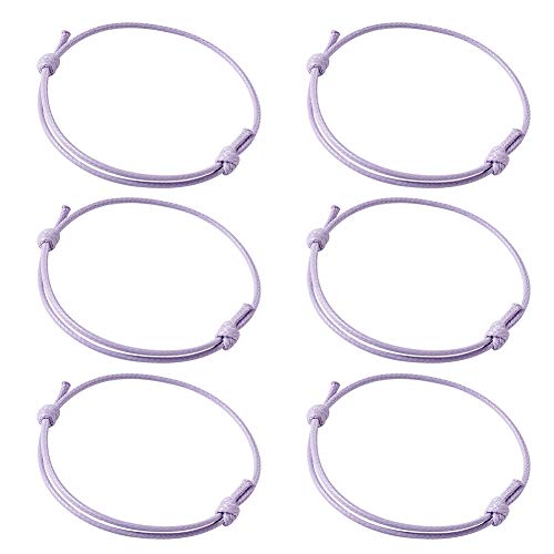 PandaHall 50pcs Korean Waxed Polyester Cord Bracelets Adjustable Friendship Cord Bracelets Handmade Braided Cord Protection Bracelets Lucky Bracelets for Women Girls, Lilac