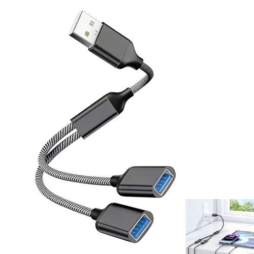 Cable divisor USB, Splitter USB 1 en 2, USB macho a 2 hembras, Cable Duplicador Carga Transferencia de Datos, Extensor USB 2.0 Plug and Play PC Portátil Mac PS5 PS4 Xbox One, Teclado Ratón Memoria USB