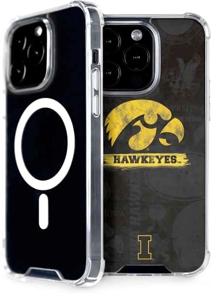 Skinit Phone Case Compatible with MagSafe iPhone 14 Pro - Officially Licensed University of Iowa Hawkeyes Distressed Logo Design