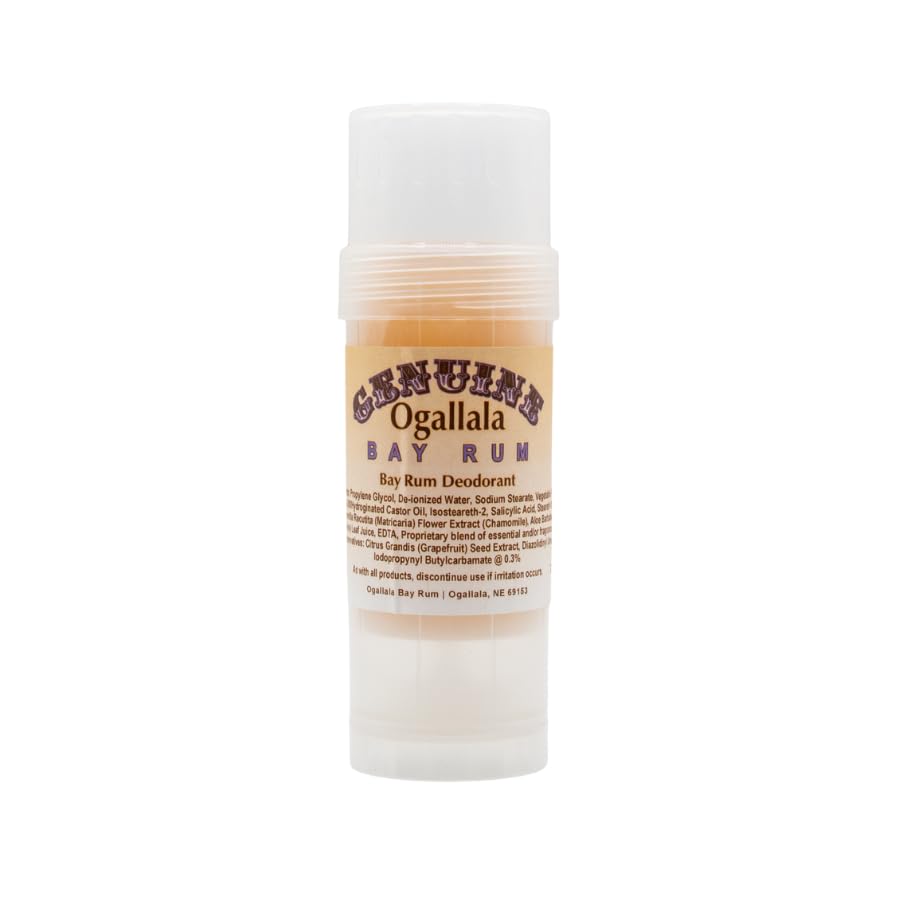 Ogallala Bay Rum | Natural Plant Based Deodorant | Bay Rum Scent | Twist-Up Tube | Size 2.5 oz