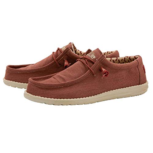 Image of Hey Dude Men's Wally Stretch Brick Size 10 | Men's Shoes | Men's Lace Up Loafers | Comfortable & Light-Weight