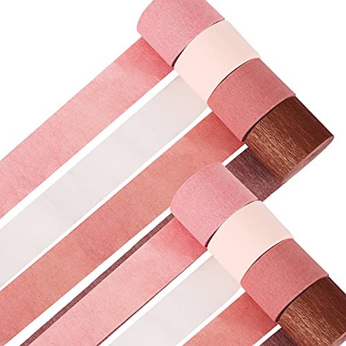 8 Rolls 656 Feet Rose Gold Crepe Paper Streamers 4 Colors Rose Streamer Paper Streamers Backdrop Crepe Paper for Wedding Birthday Party Baby Shower Bridal Shower Family Gathering Decorations