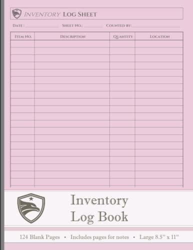 Inventory Log book for small business and personal home use | Easy to use Stock Management Journal | 124 Log Sheets with additional pages at the back ... Rose Pink Cover | Small Business Stationary