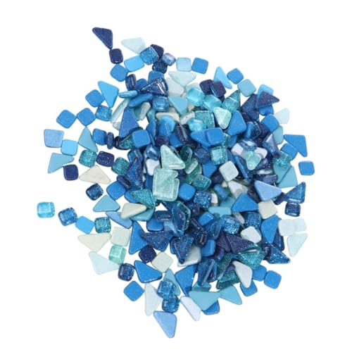 Gogogmee Piedras de Mosaico de Cristal Azul con Purpurina Forma Irregular Resistente al Calor y Humedad Superficie Lisa y Duradera para Manualidades DIY y Decoración