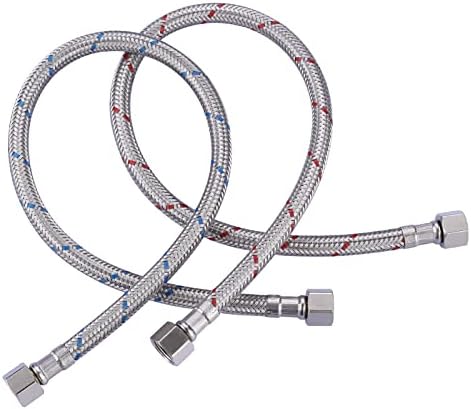 ARCORA cUPC Supply Lines 3/8 Inch x 3/8 Inch Female Compression Thread 1 Pair, Faucet Hose 24 Inch Connects Kitchen Bathroom Sink to Water Supply