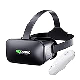 EKDJKK VR Headset, VR 3D Virtual Reality Headset for Movies and Games VR Glasses Goggles 3D Movie VR Glasses Gaming Headset(White Remote Control)
