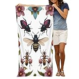 Plage et utilisation en plein air : conçu pour aider à secouer le sable plus facilement comme serviette de plage résistante au sable, et il est pratique pour la piscine, la plage, les voyages en plein air, les voyages et les pique-niques comme serviettes de douche et serviettes de bain imprimé floral abeille No.461