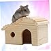 Kisangel Solid Wood Cabin Guinea Pig Toy Nest Moveable Hamster House Door Wooden Hut for Hamster Pet Mice Small Animal