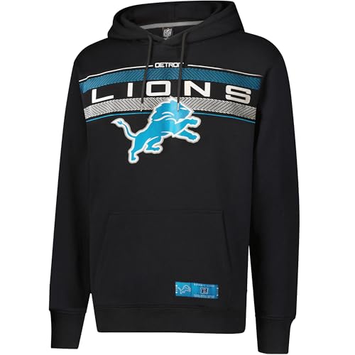 Ultra Game NFL Official Adults Super Soft Pullover Hoodie Sweatshirt - Warm Polyester Blend - Unisex Detroit Lions Black Medium