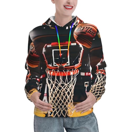 Sweat à capuche femme basket-ball ajusté résolvant le froid hivernal