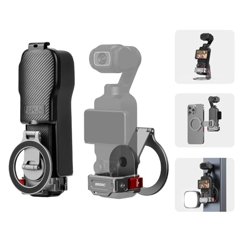 BRDRC Pocket 3 4 Magnetic Mount Phone Holder for MagSafe Aluminum Alloy Magnet Expansion Adapter with Cold Shoe for DJI OSMO Pocket 3 4 Creator Combo/For Xtra Muse accessories (with Protective Cover)