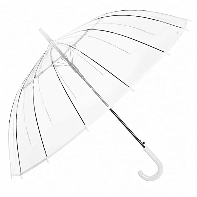 Transparent Umbrella for Rain, Automatic Open Clear Canopy, Windproof Waterproof Long Handle Design, Maximum Coverage See-Through Dome for Women, Men & Wedding Use-image-45