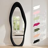 Anpark Espejo de cuerpo entero irregular de 63 x 24 pulgadas para montar en la pared con soporte, espejo de pared colgante para entrada de dormitorio