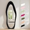 Anpark Full Length Mirror 63″x24″ Irregular Full Body Wall Mounted Floor Mirror with Stand Black Flannel Wrapped Frame Leaning Hanging Wall Mirror for Bedroom Entrance