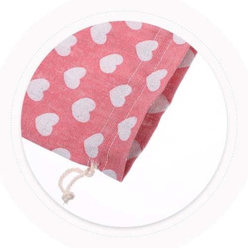 Bolsas pequeña para joyería de algodón rosa lavable en pack de 50 3