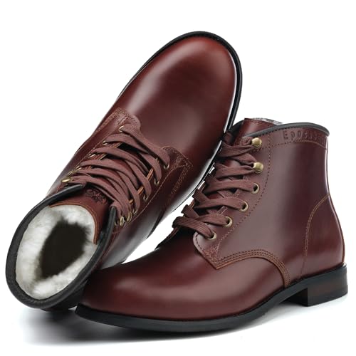 Epochsaga Soft Toe Herren Klassische Mode Winterstiefel Rindsleder/Wollfutter Wasserdichtes Leder (Futter aus brauner Wolle Erwachsene Herren 41.5 Numerisch EU Schuhgrößensystem M)