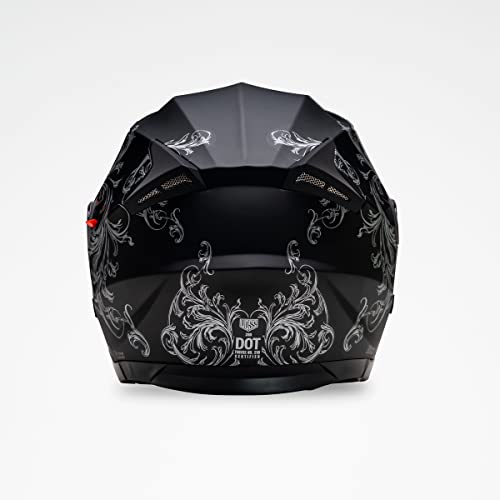 Voss Helmets 310 Three Quarter 3/4 Dual Lens Motorcycle Helmet. Matte Black Silver Eden. Xs. Dot Certified. #TOP2