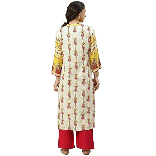 Image of BIBA Solid Rayon A Line Fit Women Kurta