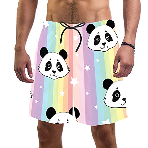 Short de bain pour homme idéal plage et piscine motif panda étoiles colorées confort