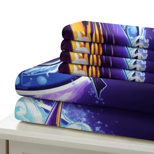 Housse de couette requin 3D grande taille contre lit découvert