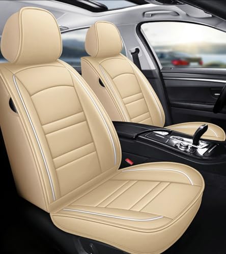 トヨタ エスティマ 50系 ESTIMA 50系 2006.7〜2019.10〜現行に適用車シートカバー座布団 防水 全天候型汚れ防止 取付簡単 滑り止め 収納便利クッションプロテクター前後席背もたれ耐摩耗性通気PUレザー素材(ベージュ,枕なし)