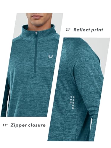 Image of NORTHYARD Men's Quarter Zip Pullover Athletic Running Shirt Long Sleeve | 1 /4 Zip Top, Quick Dry Lightweight, Moisture Wicking Breathable, Reflective Strips, Performance Workout Gym, Hiking Sports