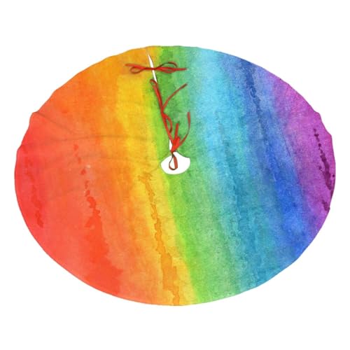 Watercolor Rainbow Christmas Tree Skirt 36"
