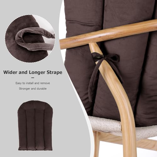 Image of Lucky Monet 5PCS Velvet Glider Rocker Replacement Cushions, Thickened & Supportive Rocking Chair Cushion Set with 29.5 Inch High Backrest & Storage Pockets, for Indoor Nursery Glider, Brown