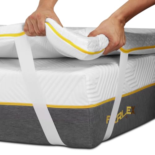 Ferlex - Topper ViscoGel Hilo Frío 5 cm | Topper viscoelástico 100% | Doble Cara Invierno - Verano | Sobrecolchón Desenfundable y Lavable (140x190)