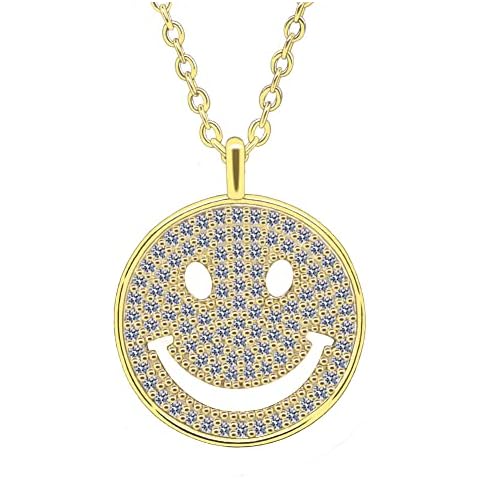 ADKOMN 14K White Gold Plated Smile Pendant Necklace Cover