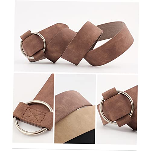 2Pcs Wide PU Leather Women Waist Belt with Round Pin Buckle Solid Color Girdle Black Coffee Durable Fashion Accessory for Shorts Jeans Dresses3