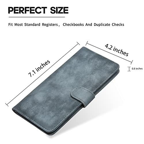 Mcmolis Checkbook Cover(2021Edition)- Leather Standard Register Checkbook Case With Magnetic Closure Check Book Cover Holder Wallet For Women-Russian Blue #TOP1