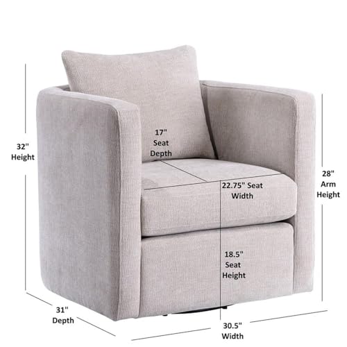 Sillón giratorio contemporáneo beige de tela miniatura 3