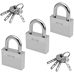 Candados Llaves Iguales MroMax Candado con llave de 6 cm de ancho, antióxido, resistente al agua, para uso al aire libre, cuerpo de acero y grillete, con llave igual