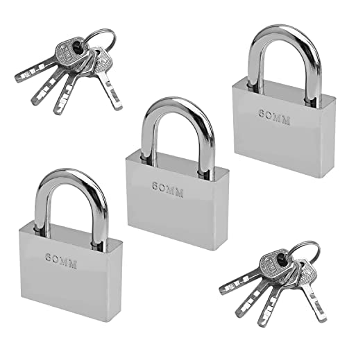 MroMax Vorhängeschloss mit Schlüssel, rostfrei, wasserdicht, Vorhängeschloss für den Außenbereich, 6 cm breit, gleichschließend - Stahlkörper und Bügel, 3 Stück Cover