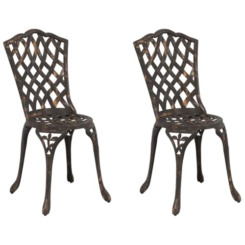 vidaXL Set di Sedie da Esterno in Bronzo Sedute Comode per Giardino, Design Durevole in Ghisa per Patio e Balconi, Resistenti ai Raggi UV con Finitura Opaca, Perfette per Adulti
