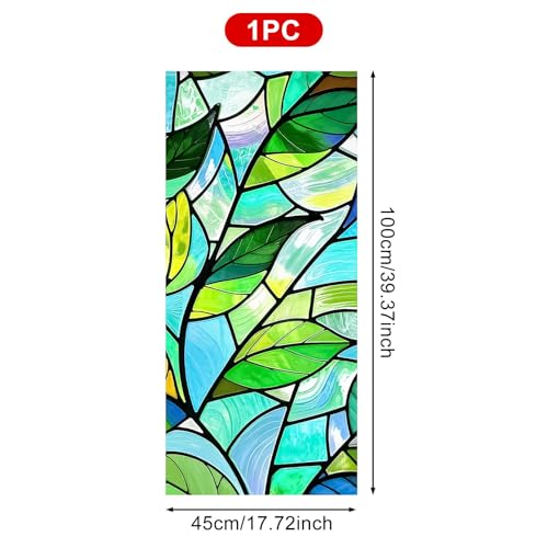 Vinilo decorativo para ventana BlissYard hojas verdes 44.96x100 cm miniatura 3