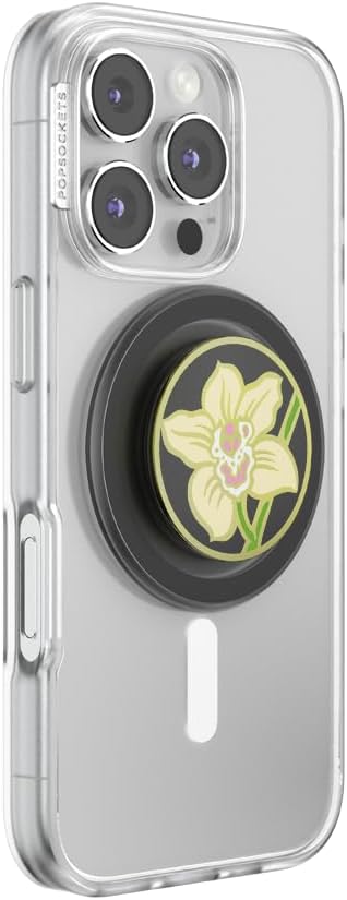 PopSockets Phone Grip for MagSafe, Magnetic Holder, Phone Stand, Enamel - Butter Orchid