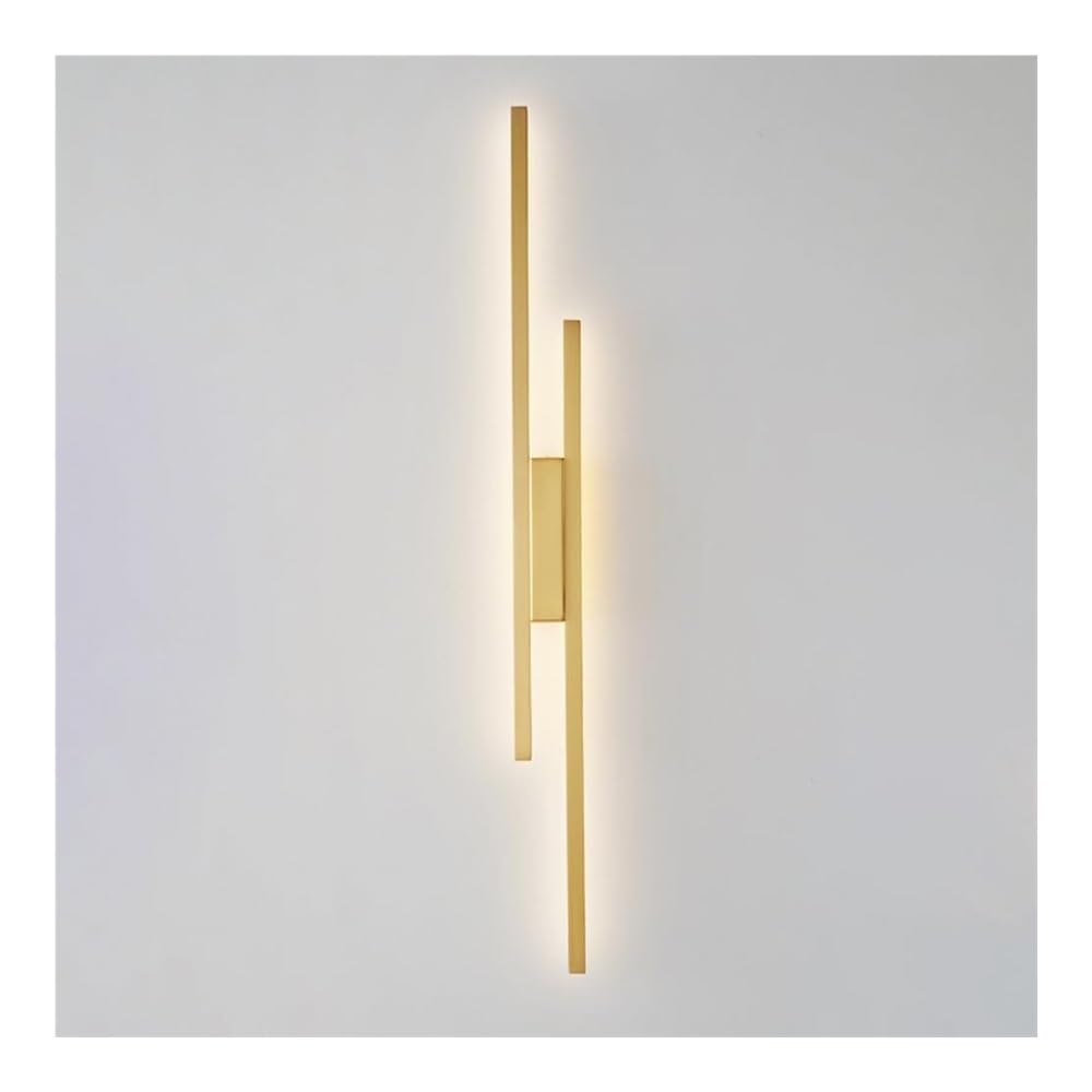 OZBMA Modern Linear Wall Light LED Dimmable Sconce with Silicone Shade, Interior Decorative Lighting Lamp for Bedroom Living Room(Black,100cm/39.3in) (Gold 80cm/31.4in)