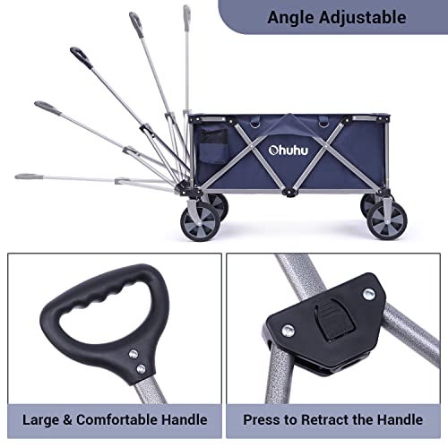 Ohuhu XL Bollerwagen Faltbar 180kg (BLAU) - 4