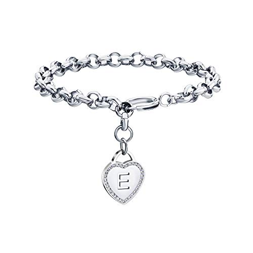 CaleesLLC E Letter Initial Charm Bracelet with Stainless Steel Material Is A Personalized Initial Bracelet on The Wrist for Women