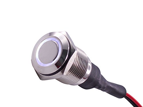 Interruptor LED antivandálico pre-cableado 16mm plata miniatura 1